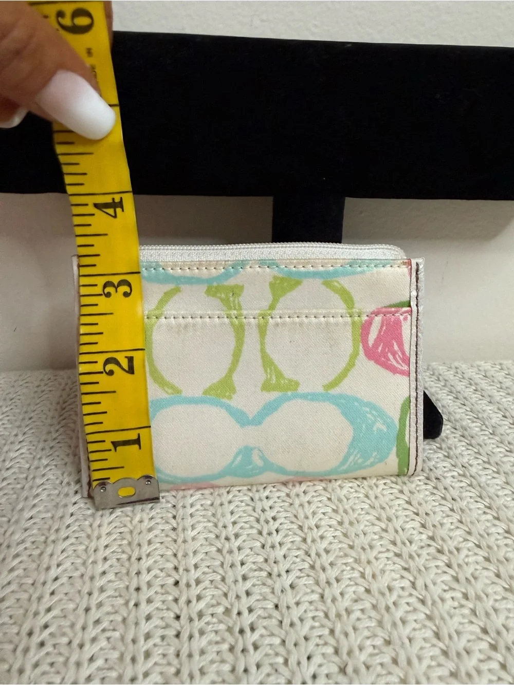 Coach Y2K scribble fabric Zip Card Wallet in Pastel Multi